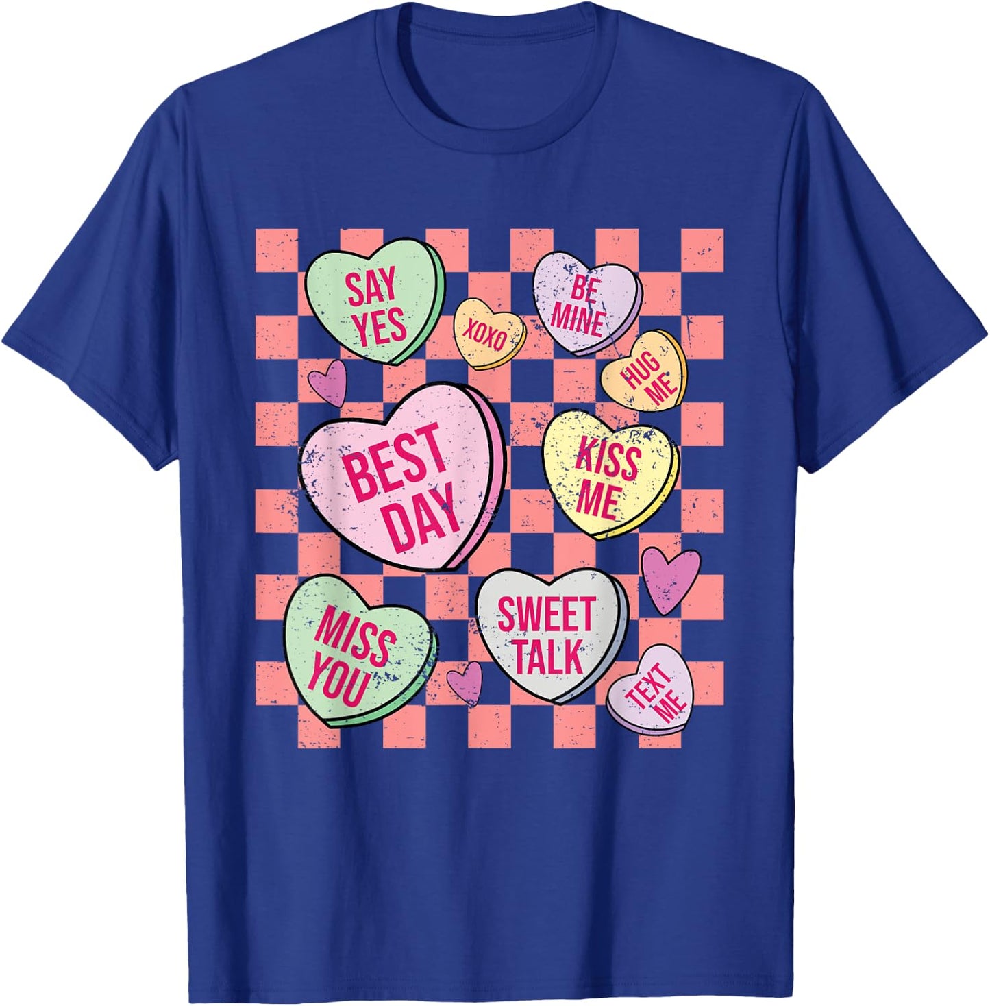 Retro Valentines Day Candy Conversation Hearts Girls T-Shirt - T-Shirt | Royal