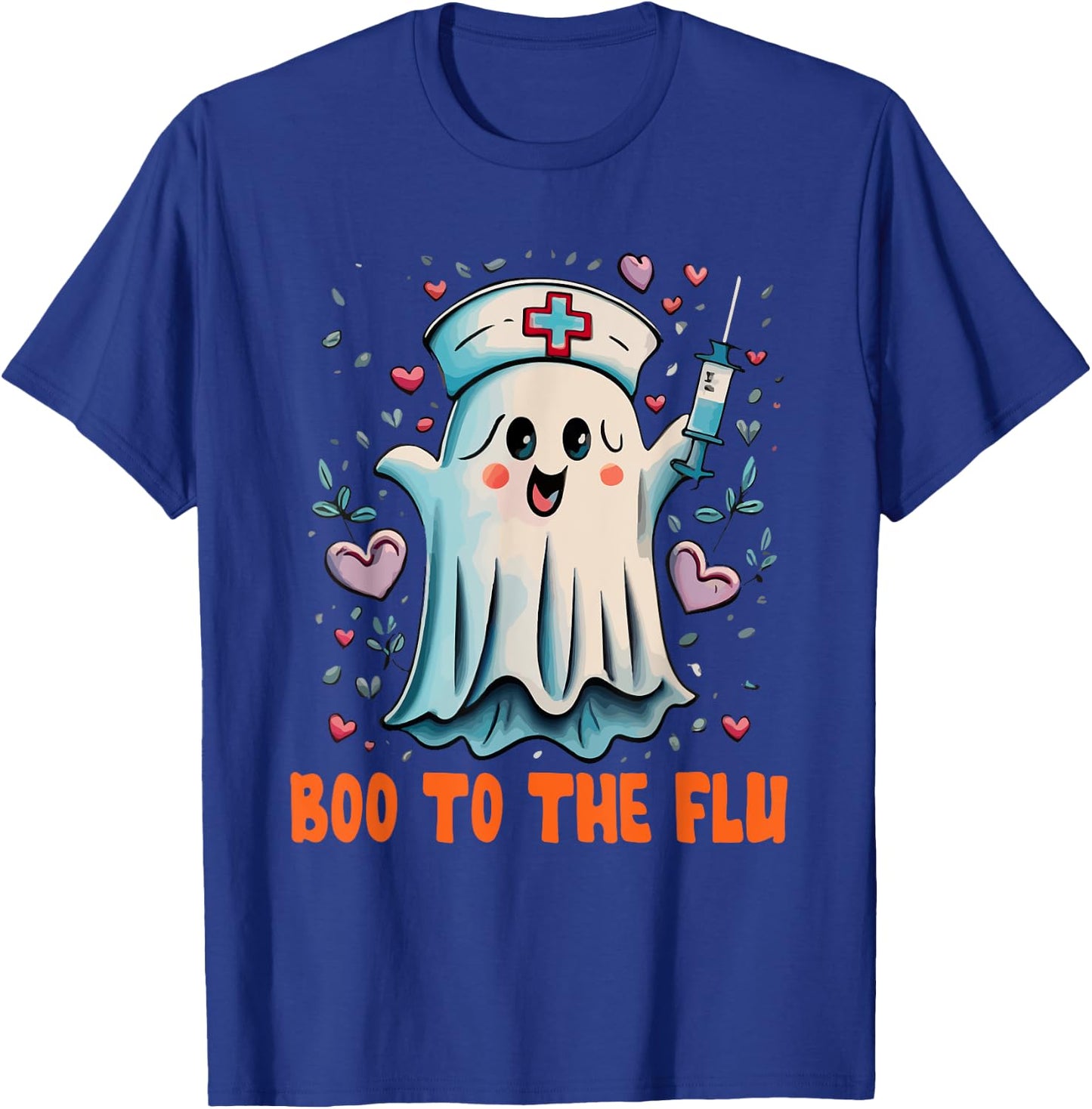Boo To Flu Ghost Retro Halloween T-Shirt - T-Shirt | Royal