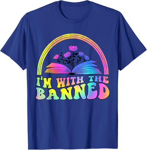 I'm With The Banned Books Retro Tie Dye Wildflowers T-Shirt - T-Shirt | Royal