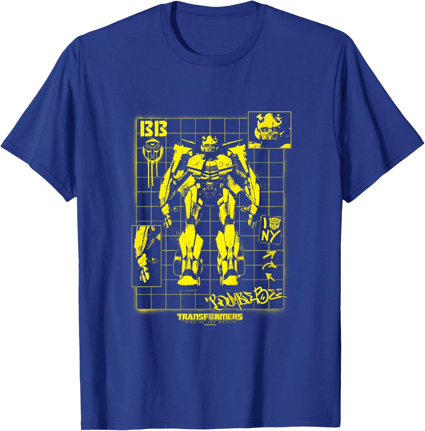 Kids Transformers: Rise of The Beasts Bumblebee Schematics Retro T-Shirt - T-Shirt | Royal