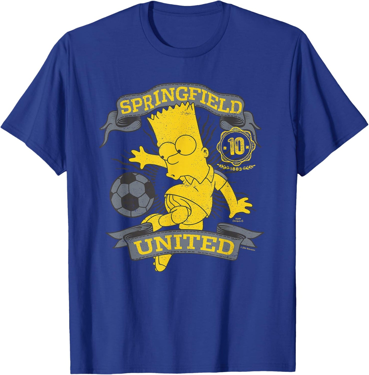 The Simpsons Soccer Bart Simpson Springfield United T-Shirt - T-Shirt | Royal