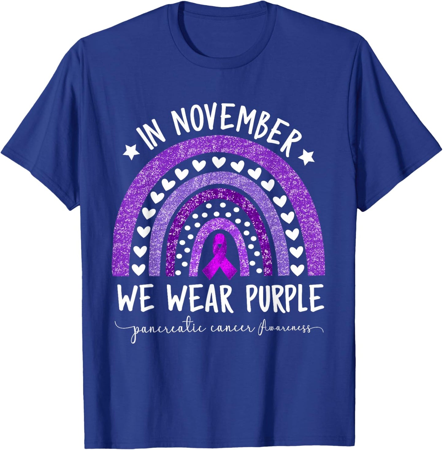 Rainbow November We Wear Purple Pancreatic Cancer Awareness T-Shirt - T-Shirt | Royal