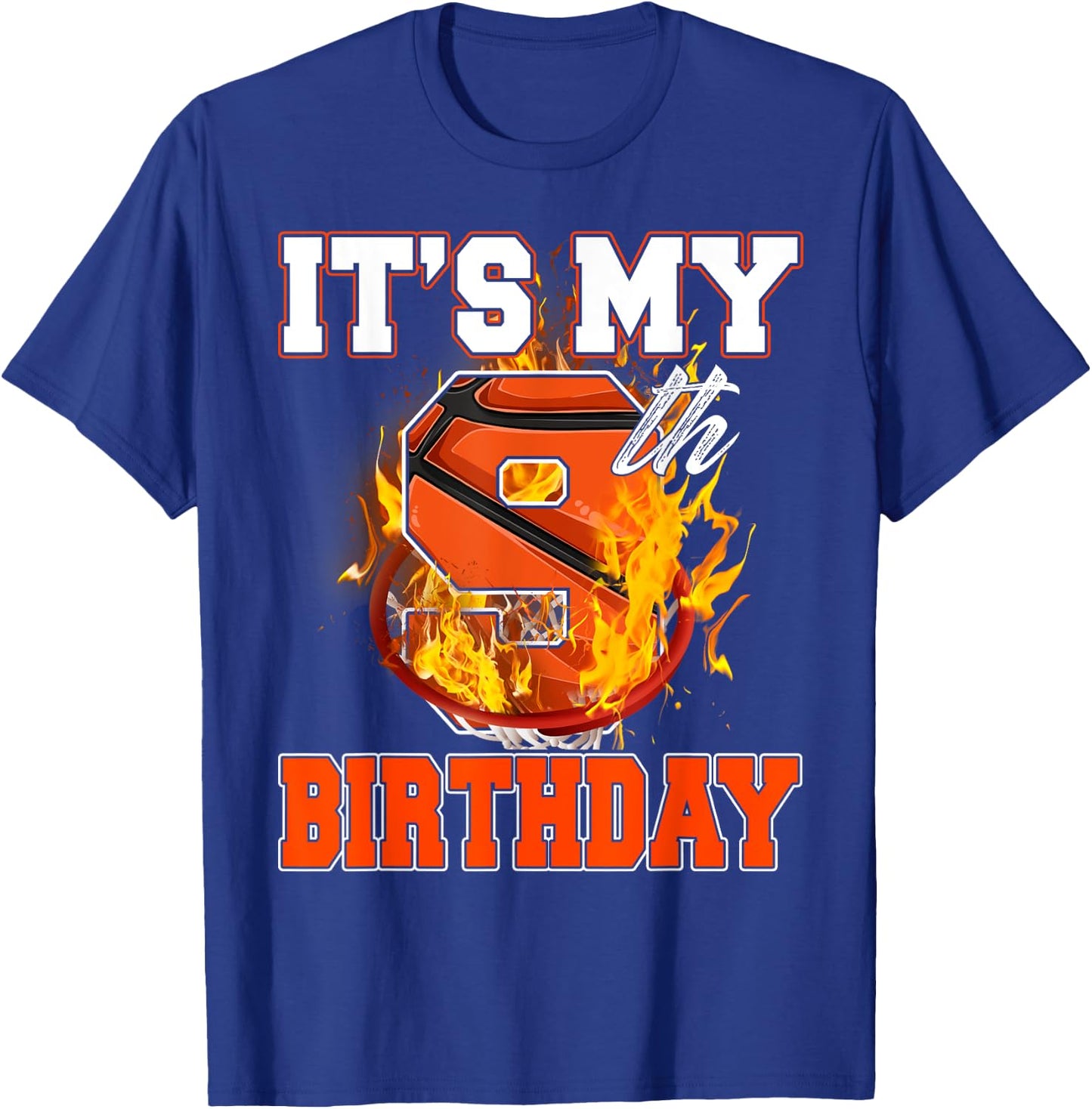 Funny It's My 9th Birthday 9 Years Old Basketball Ball Boy T-Shirt - T-Shirt | Royal