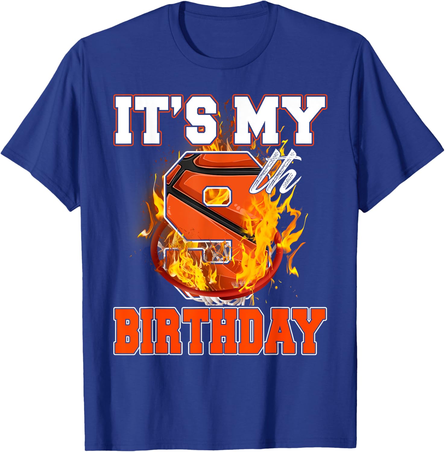 Funny It's My 9th Birthday 9 Years Old Basketball Ball Boy T-Shirt - T-Shirt | Royal