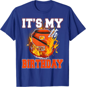 Funny It's My 9th Birthday 9 Years Old Basketball Ball Boy T-Shirt - T-Shirt | Royal