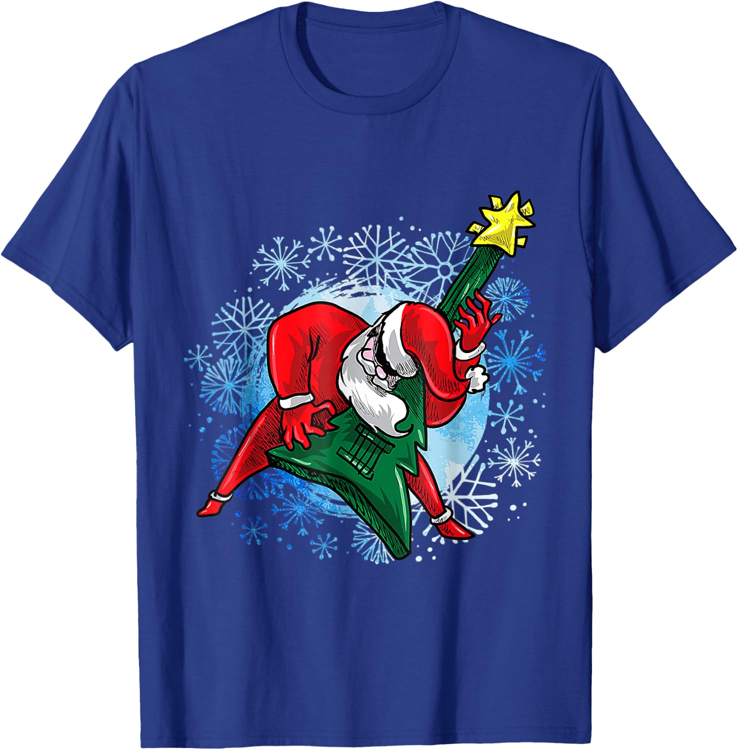 OHO Santa The Guitarist Play Tree Guitar Gift women T-Shirt - T-Shirt | Royal