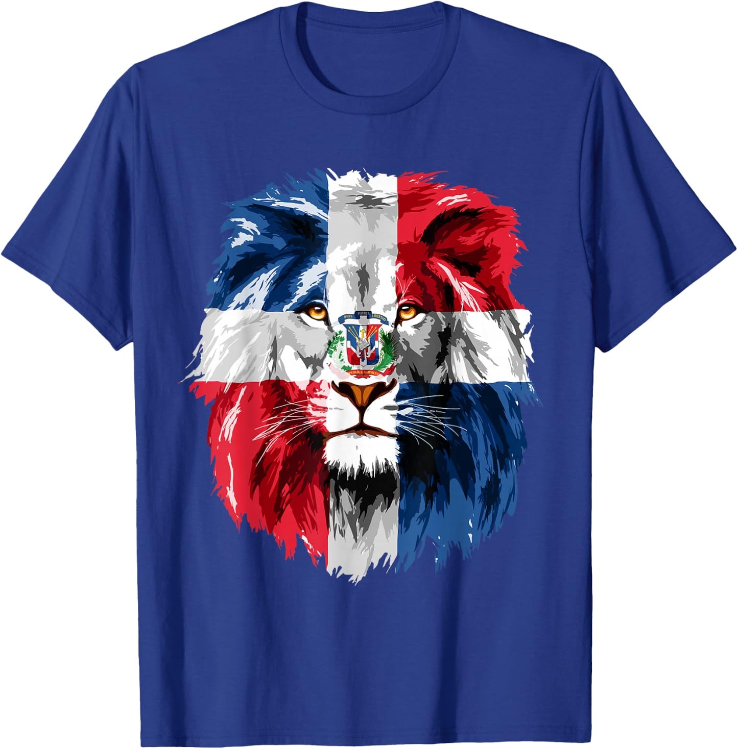 Dominican Republic Flag Lion Face Flag of The Dominican T-Shirt - T-Shirt | Royal