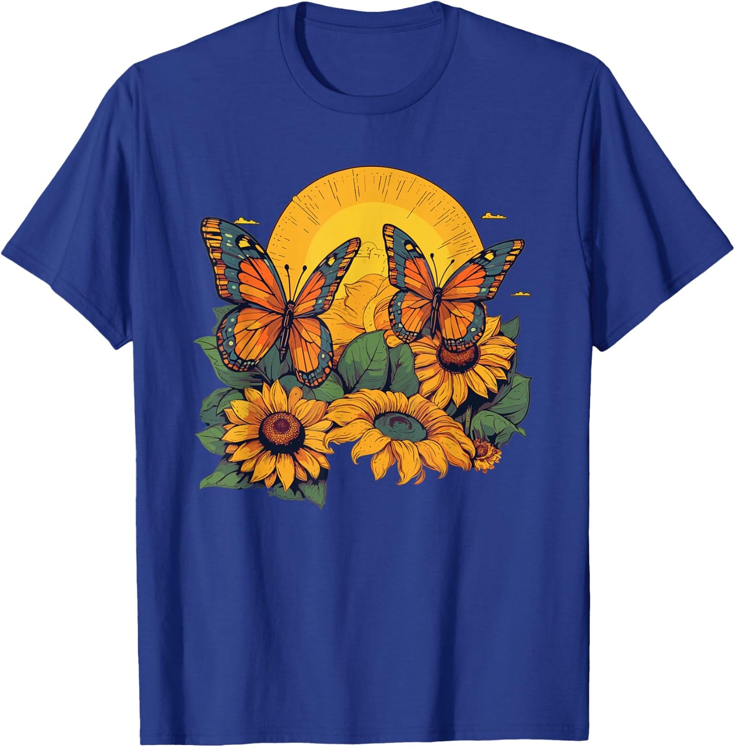 Butterfly Sunflower Art Monarch Butterfly Quote T-Shirt - T-Shirt | Royal