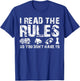 Board Games Vintage Game Night Men Women I Read The Rules T-Shirt - T-Shirt | Royal