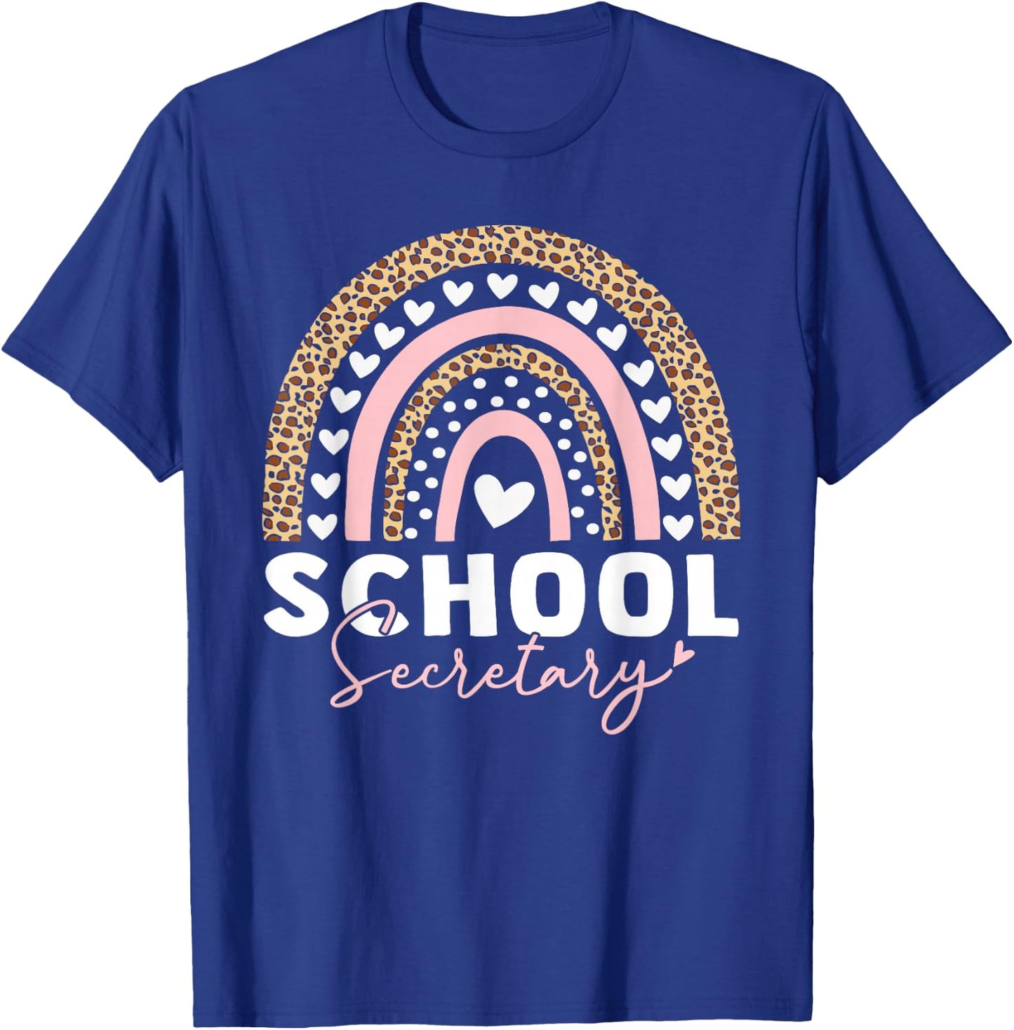 School Secretary Rainbow Leopard Cute School Secretary T-Shirt - T-Shirt | Royal