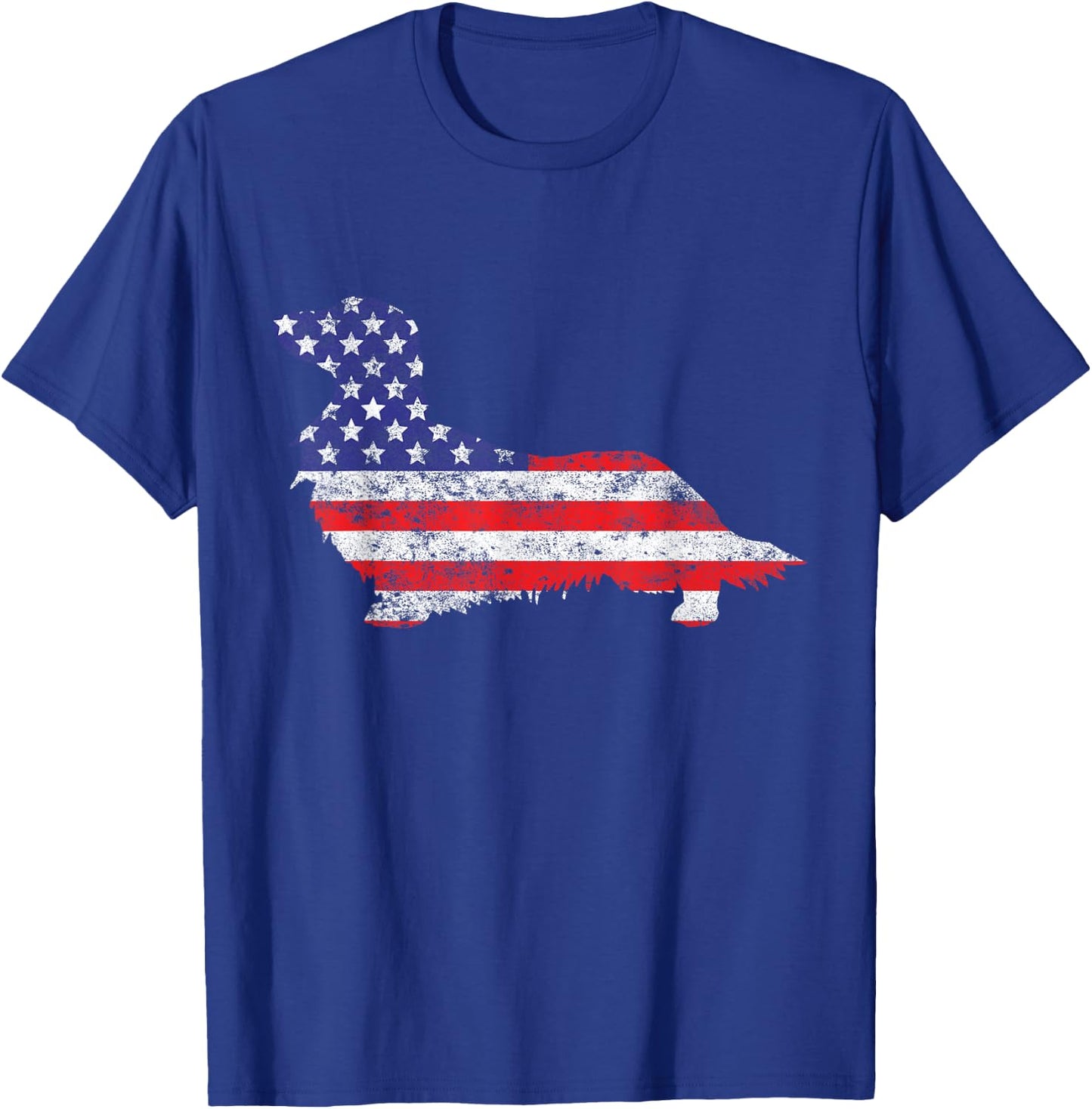 Dachshund Doxie Dog 4th of July USA American Flag Patriotic T-Shirt - T-Shirt | Royal