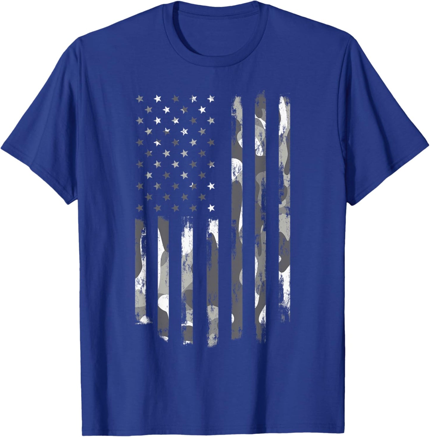 Camo American Flag USA Camouflage Men Boys Women Girls Kids T-Shirt - T-Shirt | Royal