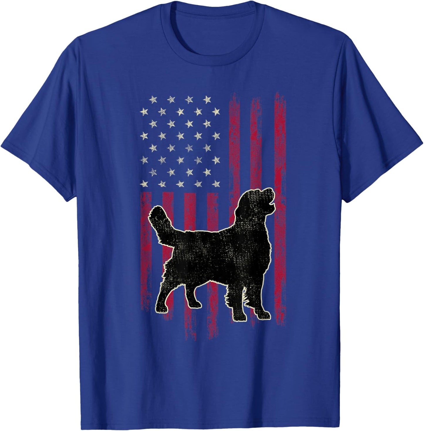 Golden Retriever Dog Lovers American Flag 4th Of July T-Shirt - T-Shirt | Royal
