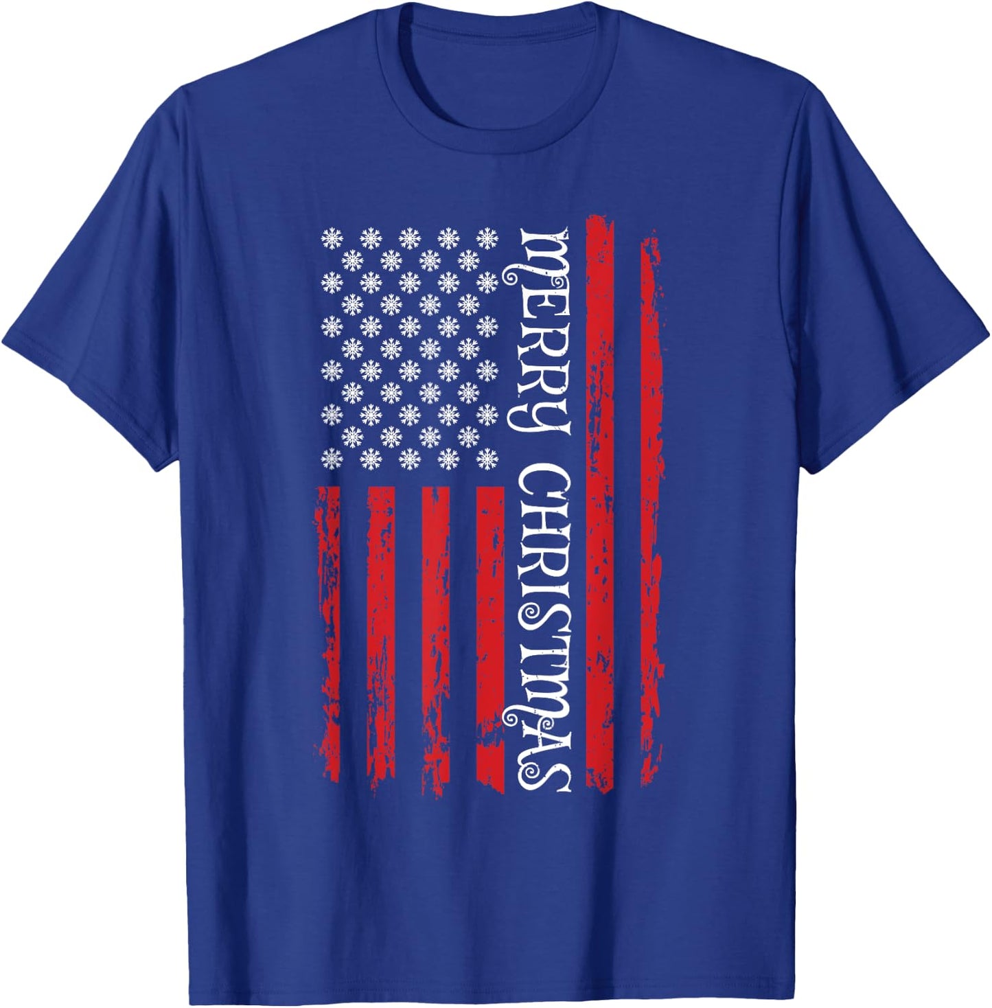 Patriotic USA Flag Shirt Men Women Kids Merry Christmas T-Shirt - T-Shirt | Royal
