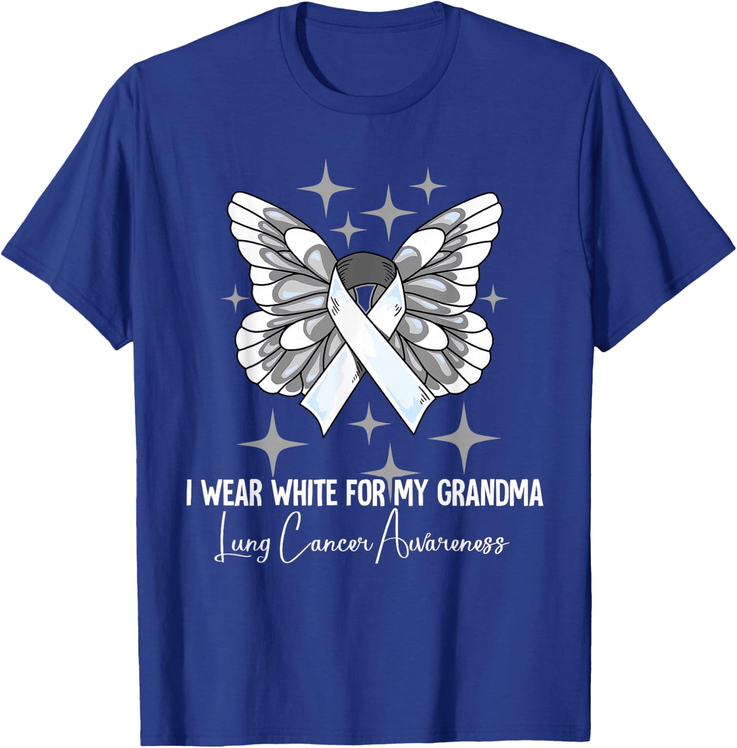 I Wear White For My Grandma Lung Cancer Awareness T-Shirt - T-Shirt | Royal