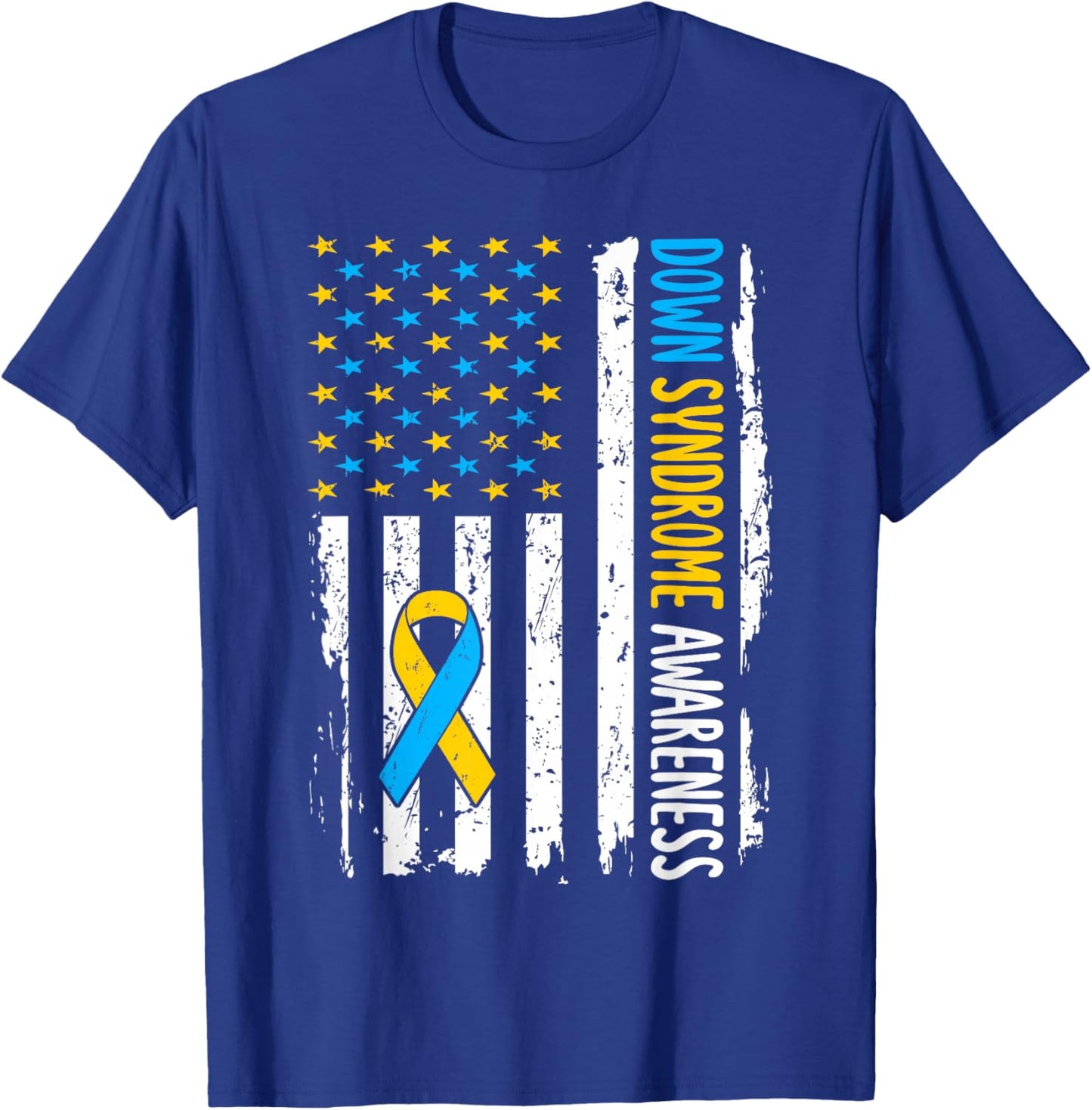 Down Syndrome Awareness American Flag T21 Down Syndrome T-Shirt - T-Shirt | Royal