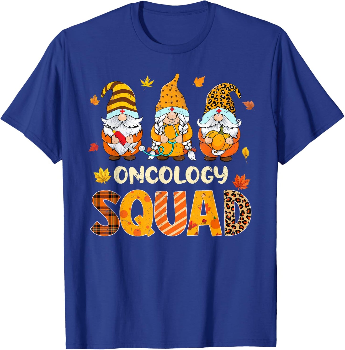 Oncology Squad Cute Gnome Nurse Leopard Thanksgiving Fall T-Shirt - T-Shirt | Royal