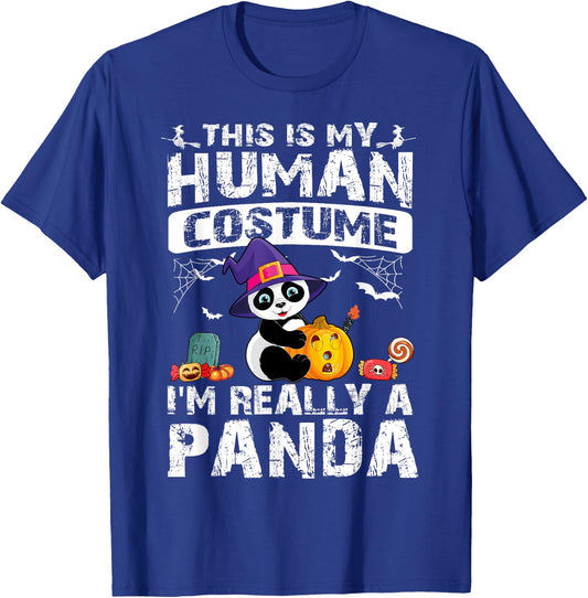 This Is My Human Costume I'm Really A Panda Halloween T-Shirt - T-Shirt | Royal