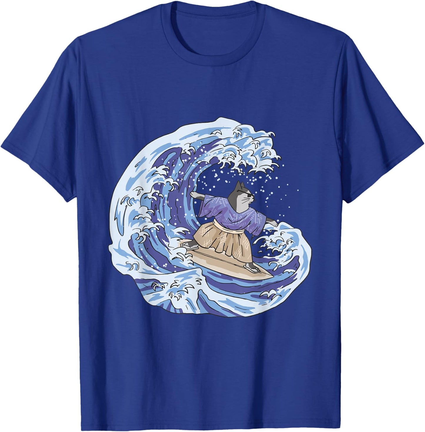 Surfing Japan Samurai Cat Vintage Surf Board T-Shirt - T-Shirt | Royal