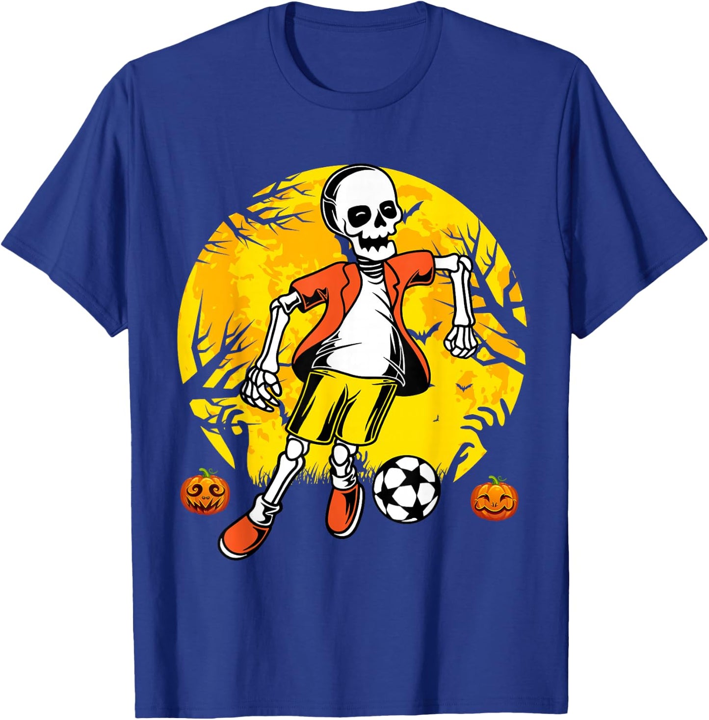 Soccer Halloween Skeleton Funny Football Halloween Soccer T-Shirt - T-Shirt | Royal