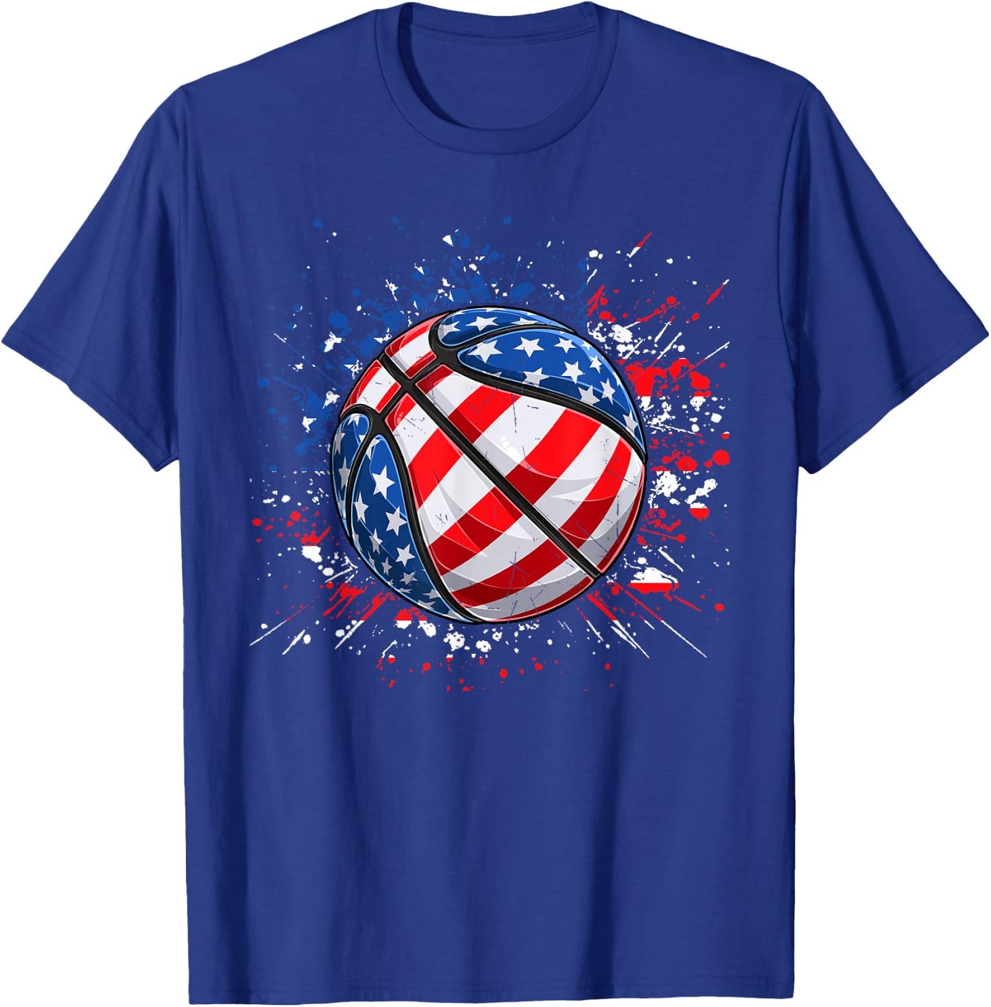 Basketball American Flag 4th Of July Men Boys Basketball T-Shirt - T-Shirt | Royal