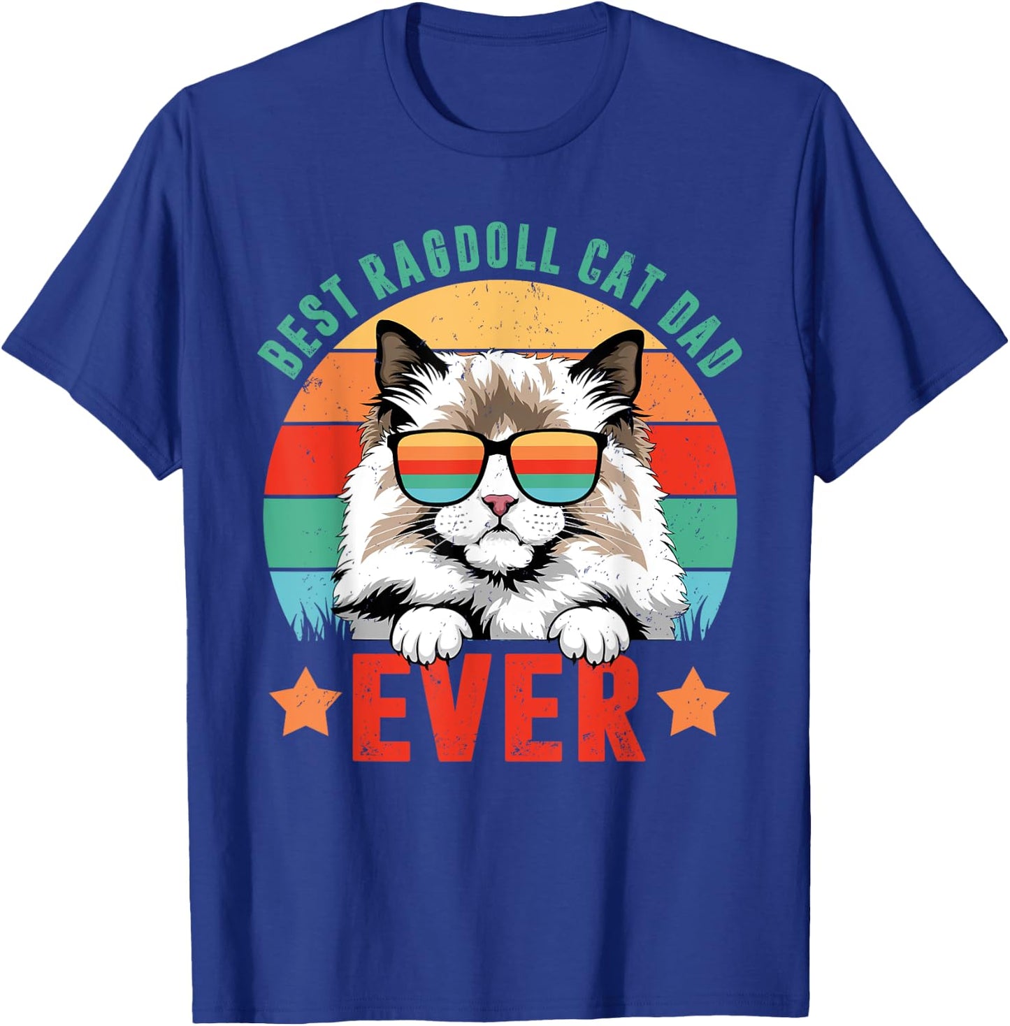 Retro Vintage Best Ragdoll Cat Ever Daddy Fathers Day T-Shirt - T-Shirt | Royal