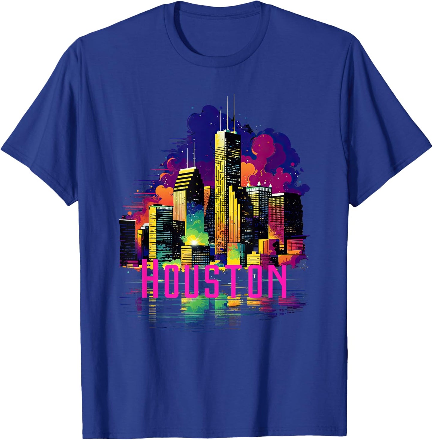 Houston Texas City Downtown Skyline Texas HOU T-Shirt - T-Shirt | Royal