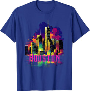 Houston Texas City Downtown Skyline Texas HOU T-Shirt - T-Shirt | Royal