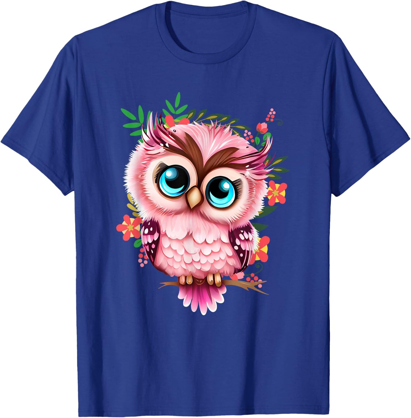 Cute Pink Owl - Girl who Loves Owls Nature and Birds T-Shirt - T-Shirt | Royal