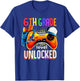 Gamer Back To School Gamepad Sixth 6th Grade Level Unlocked T-Shirt - T-Shirt | Royal