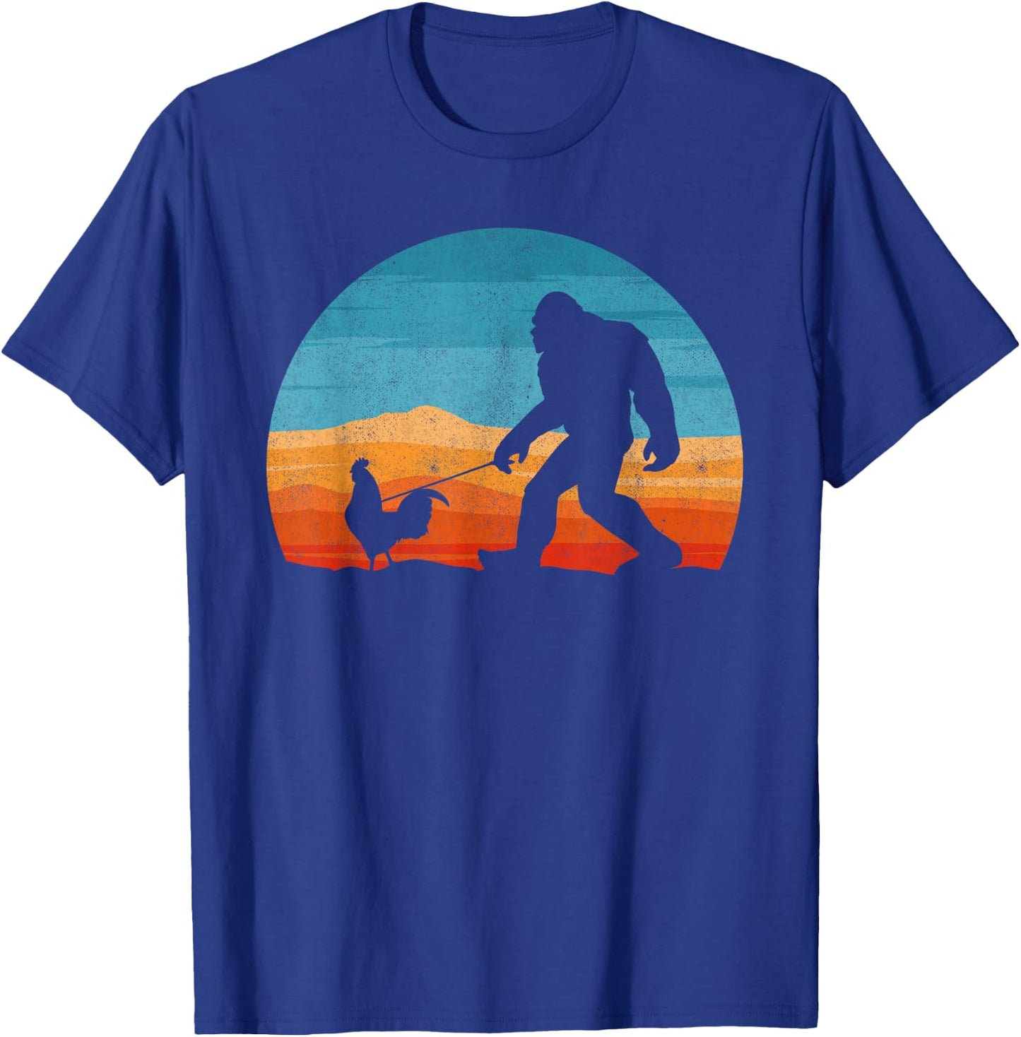 Bigfoot Walking Rooster Sasquatch Chicken Lover T-Shirt - T-Shirt | Royal