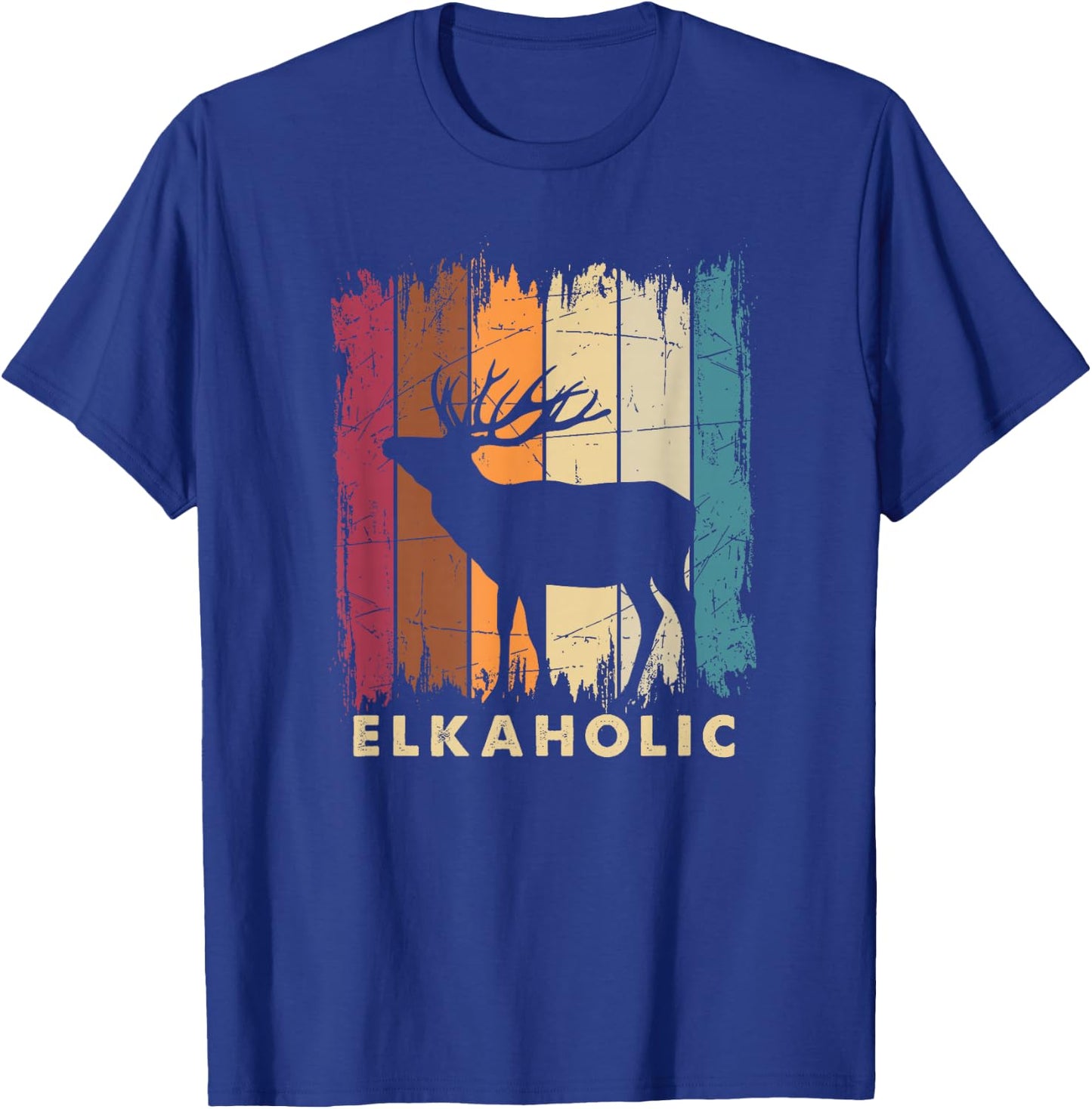 Wildlife Buck Elk Hunting Hunter Deer Silhouette Elkaholic T-Shirt - T-Shirt | Royal