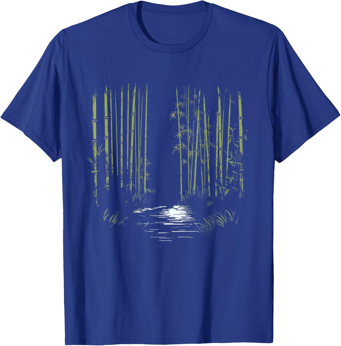 Minimalist Asian Bamboo Forest Line Art Nature T-Shirt - T-Shirt | Royal