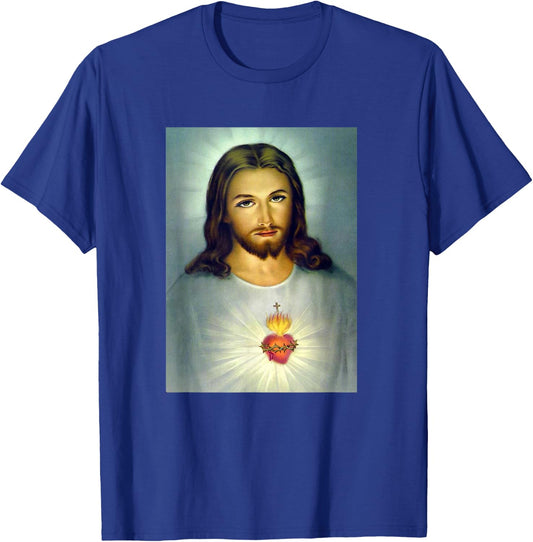 Jesus Sacred Heart Divine Mercy Christian Roman Catholic T-Shirt - T-Shirt | Royal