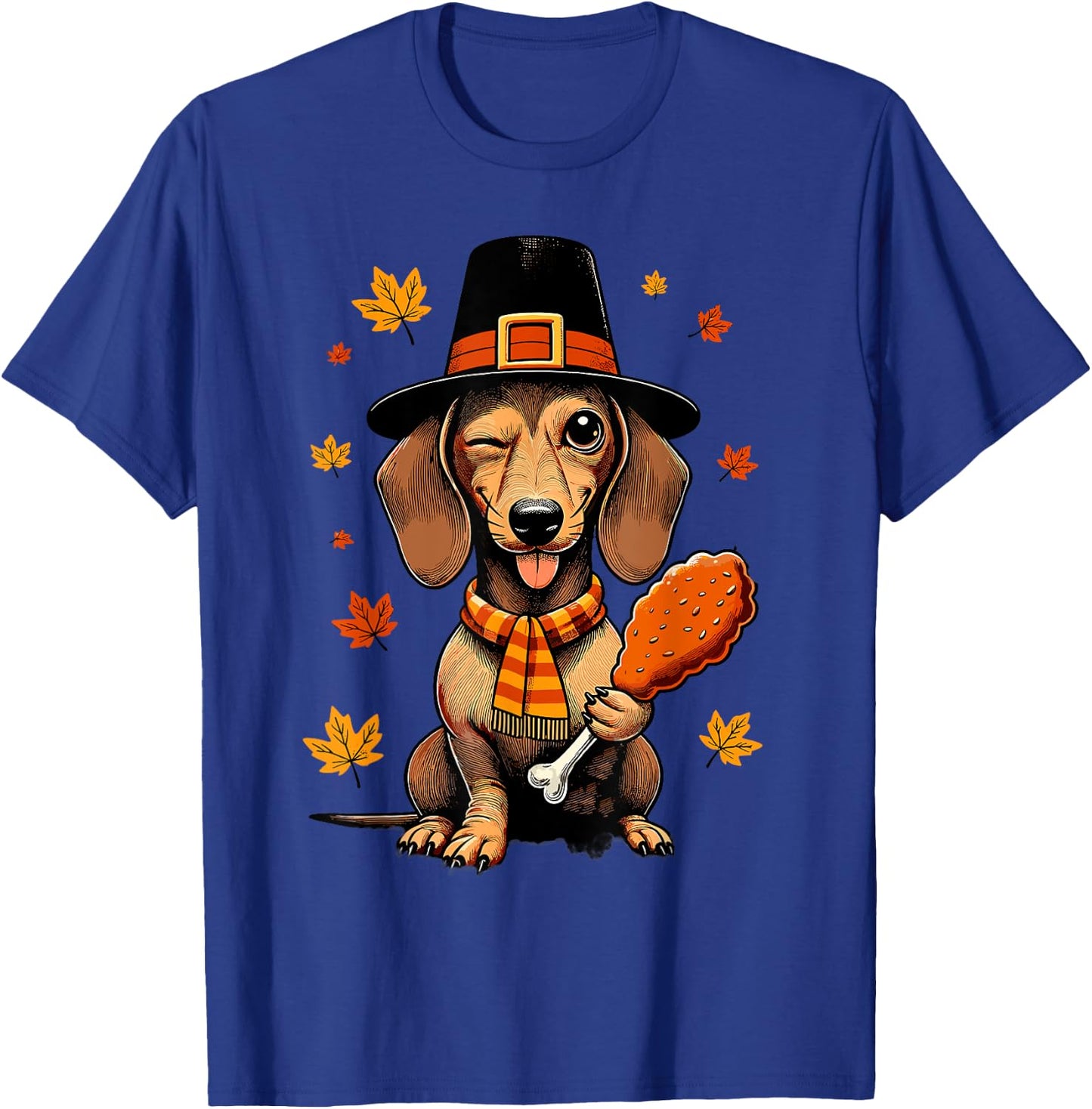 Dachshund Pilgrim Happy Thanksgiving Dog Men Women Girl Boy T-Shirt - T-Shirt | Royal