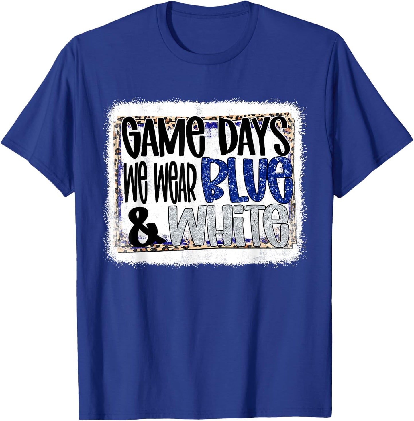On Gameday Football We Wear Blue And White School Spirit T-Shirt - T-Shirt | Royal
