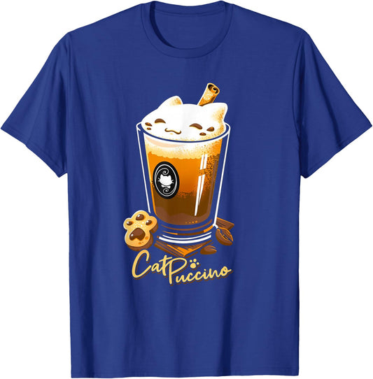 Retro Cat Boho Puccino Funny Coffee Cat Cute Cup T-Shirt - T-Shirt | Royal