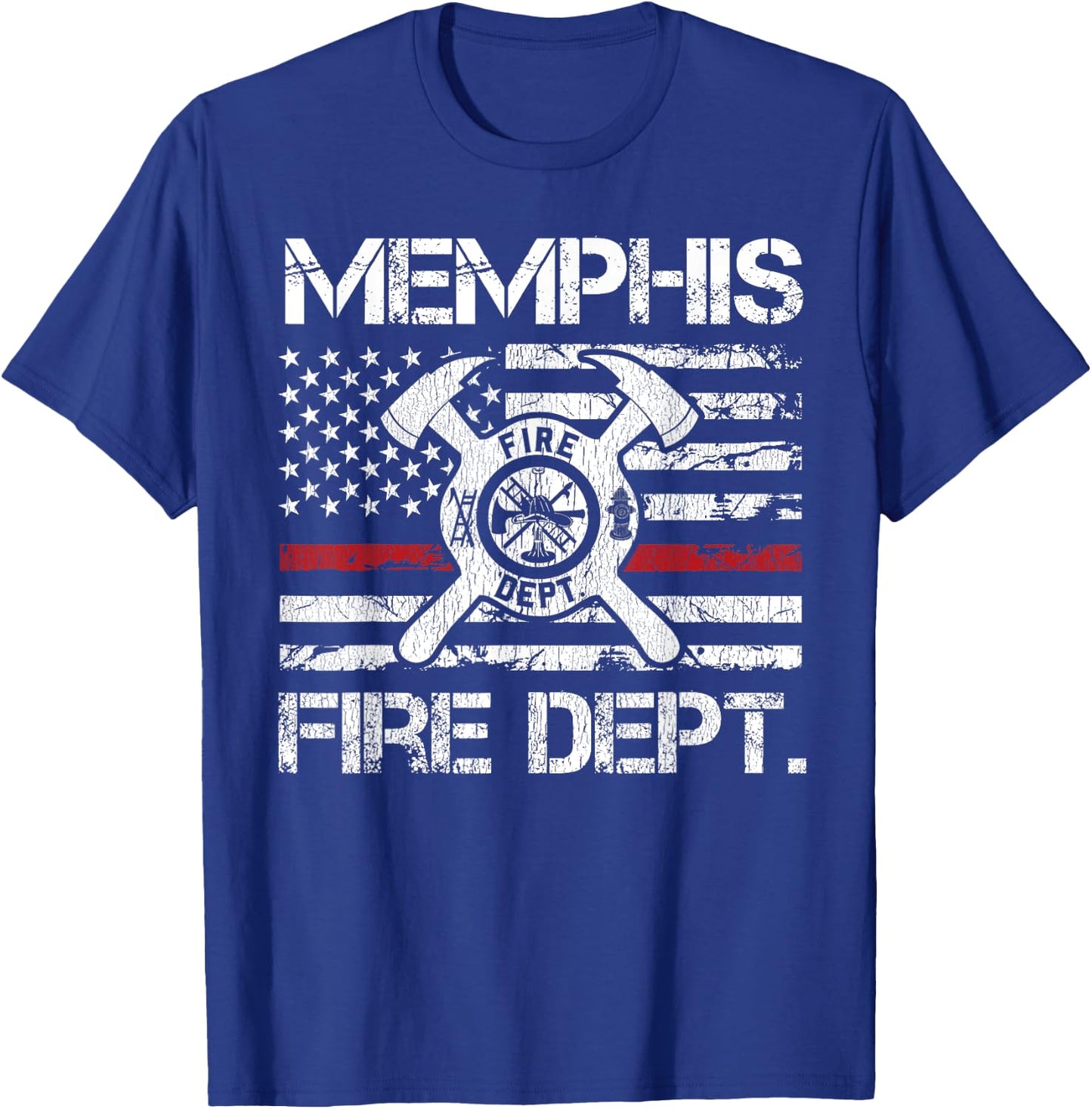 Memphis Tennessee Fire Department Thin Red Line Fireman T-Shirt - T-Shirt | Royal