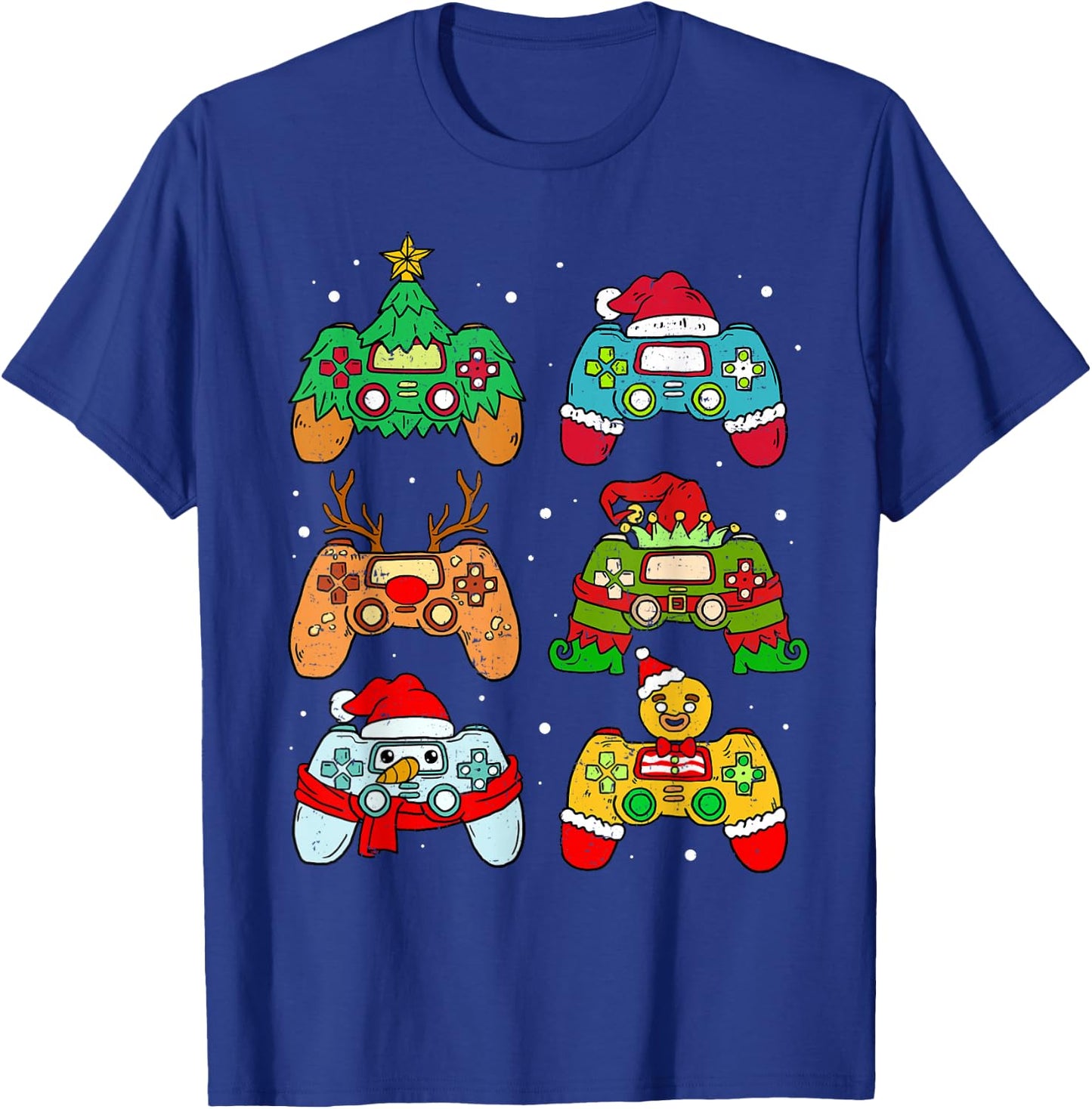 Christmas Santa Elf Gaming Controllers Snowman Boys Kids T-Shirt - T-Shirt | Royal
