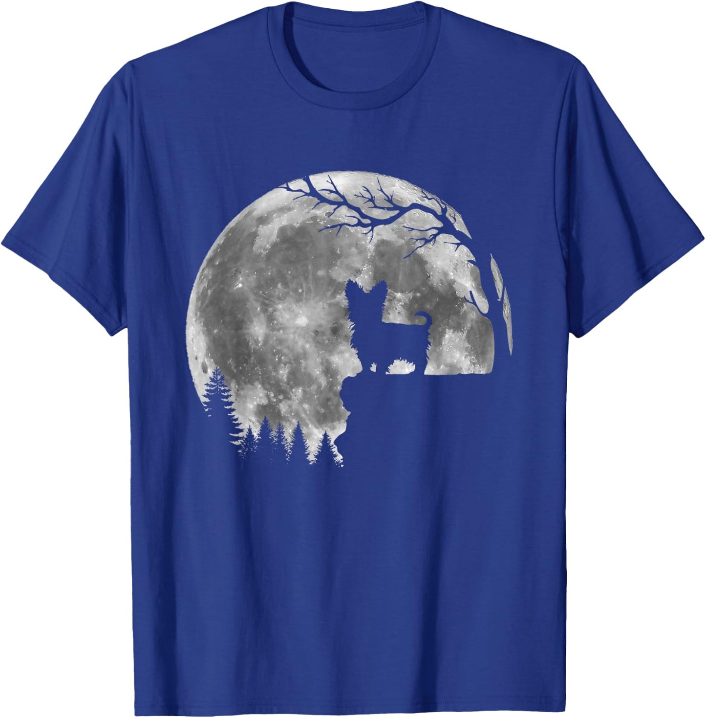 Yorkie Dog Moon Silhouette Funny Lazy Halloween Costume Men Women Kids T-Shirt - T-Shirt | Royal