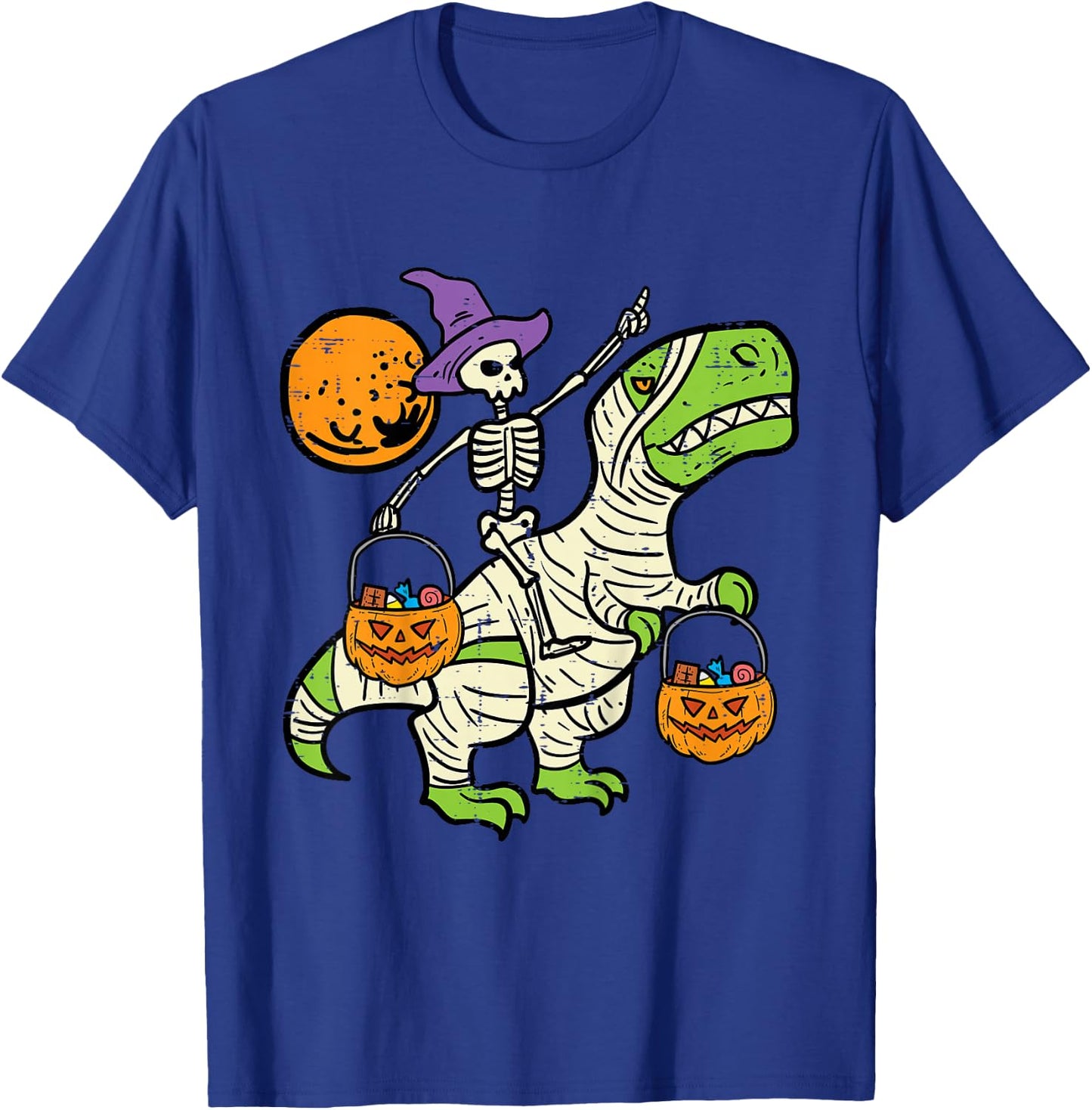 Kids Skeleton Dino Pumpkin Halloween Costume Toddler Boys Kids T-Shirt - T-Shirt | Royal