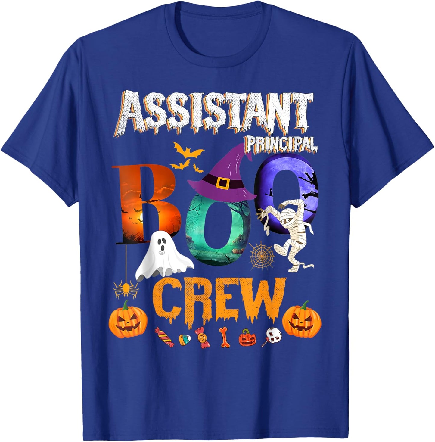 Assistant Principal Boo Crew Teacher Student Funny Halloween T-Shirt - T-Shirt | Royal