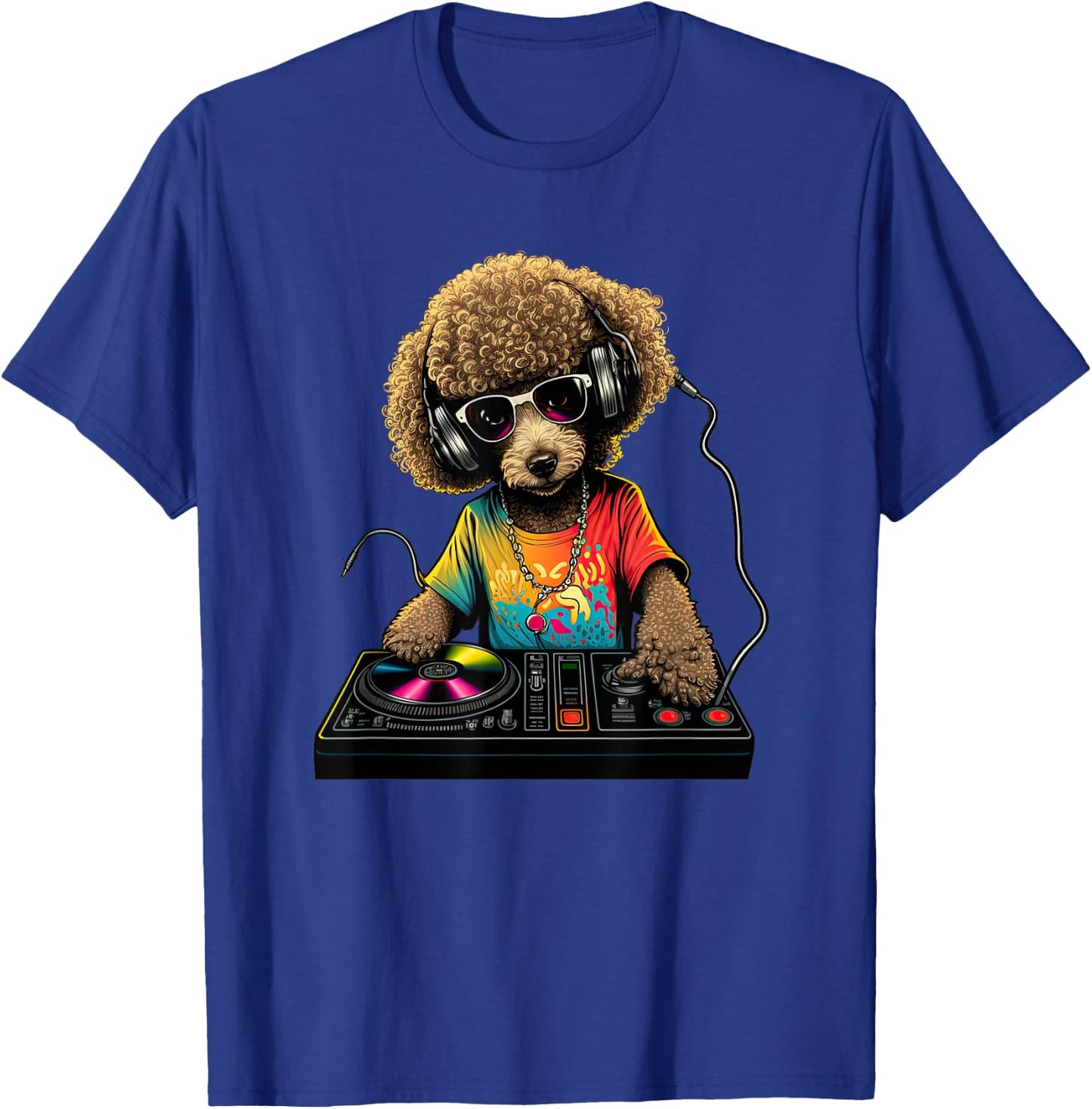 Funny Poodle Dog Miniature Poodle Toy Poodle DJ Electronic T-Shirt - T-Shirt | Royal