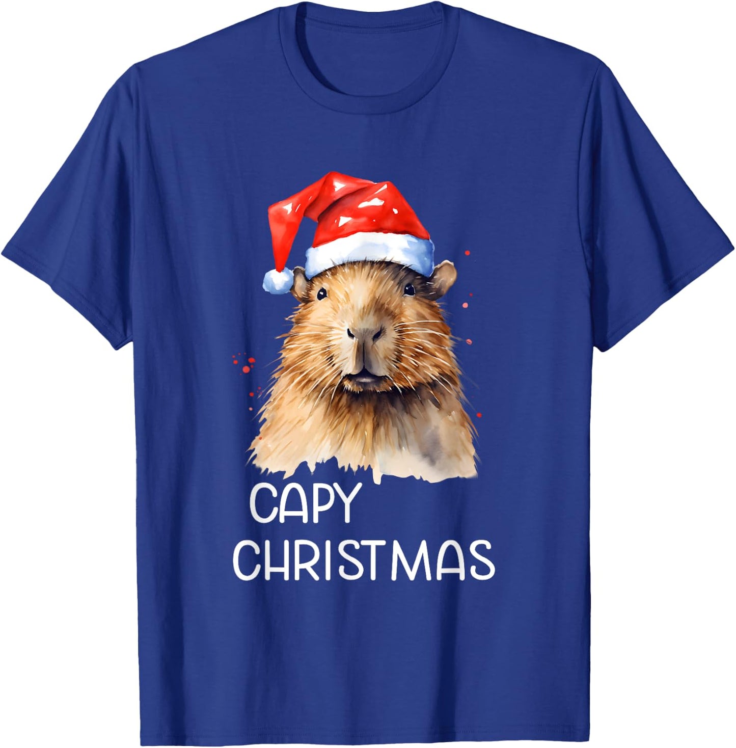 Capybara Capy Christmas Xmas Santa Hat Pajama Rodent Animal T-Shirt - T-Shirt | Royal