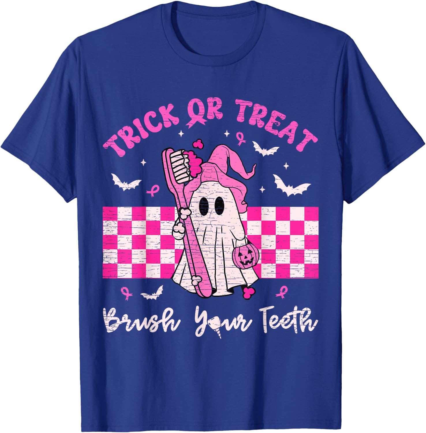 Wear A Pink Trick Or Treat Brush Your Teeth Dental Halloween T-Shirt - T-Shirt | Royal