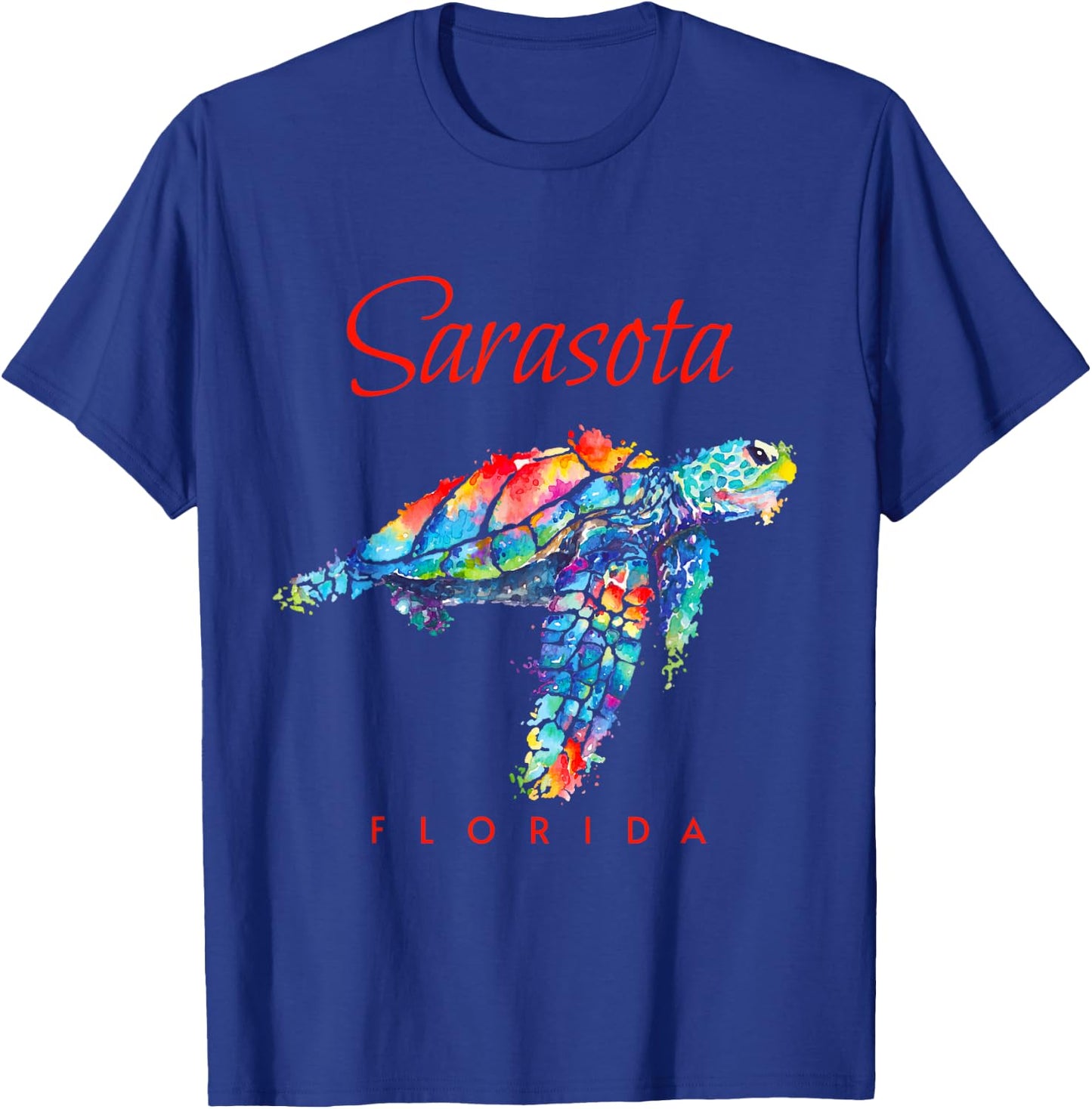 Sarasota Florida Watercolor Sea Turtle T-Shirt - T-Shirt | Royal