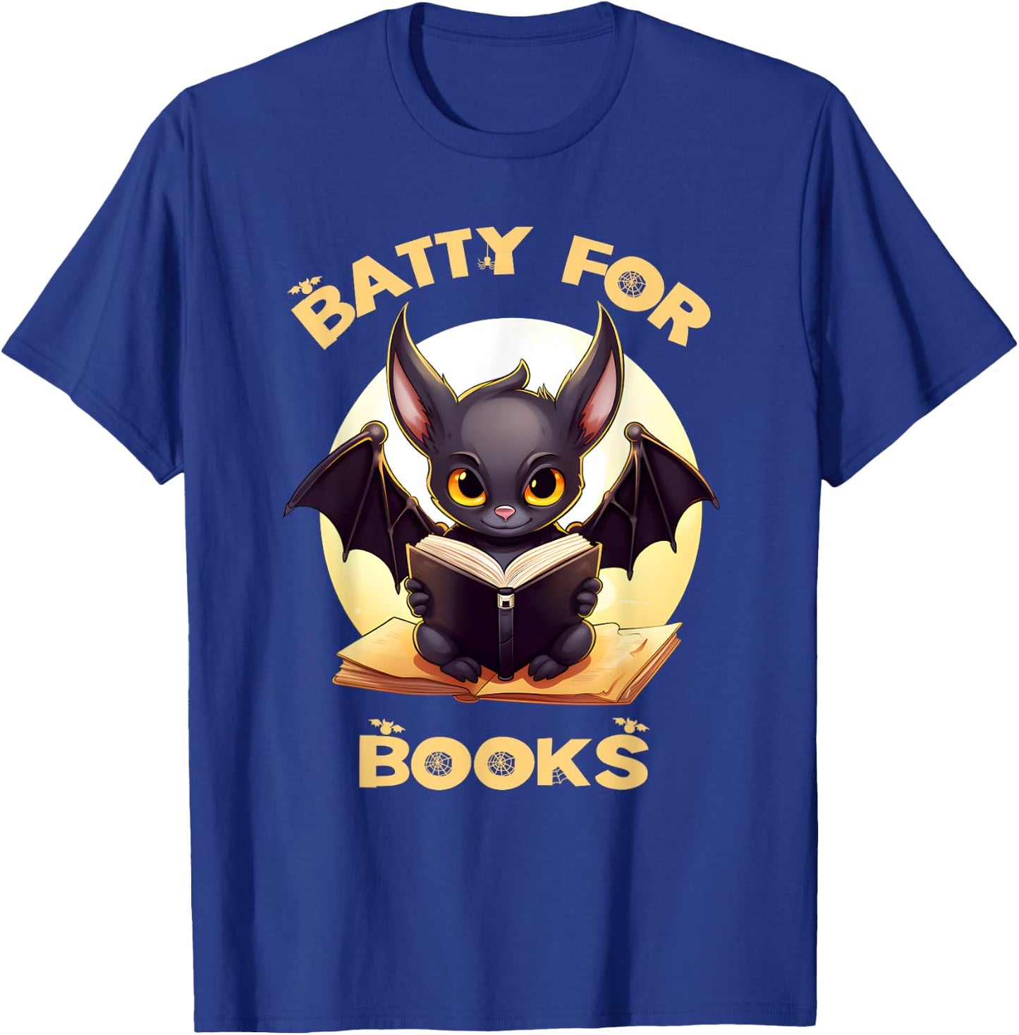 Batty Book Lover Teacher School Librarian Bookish Halloween T-Shirt - T-Shirt | Royal