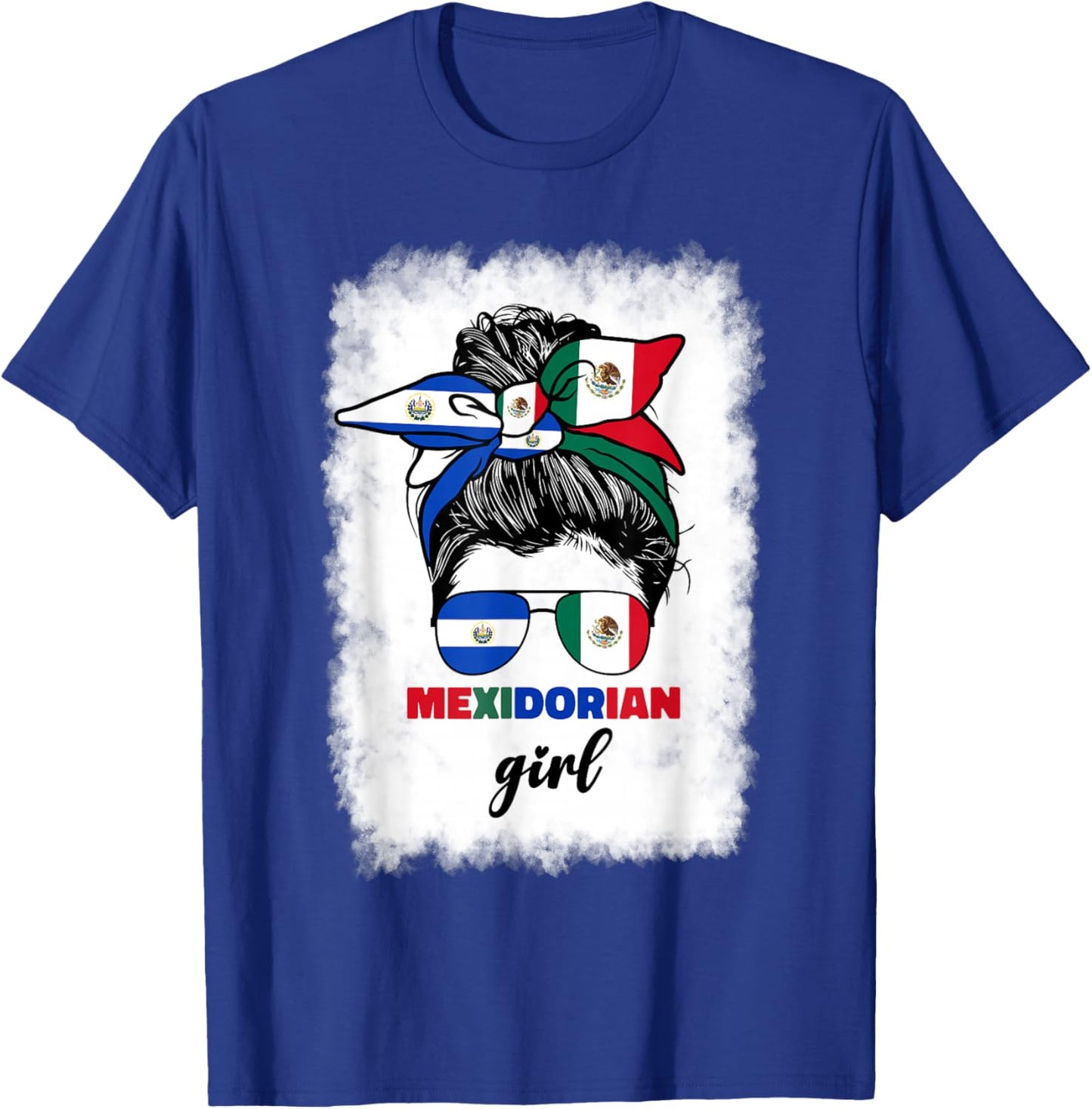Half Mexican And Salvadorian Mexico El Salvador Flag Girl T-Shirt - T-Shirt | Royal
