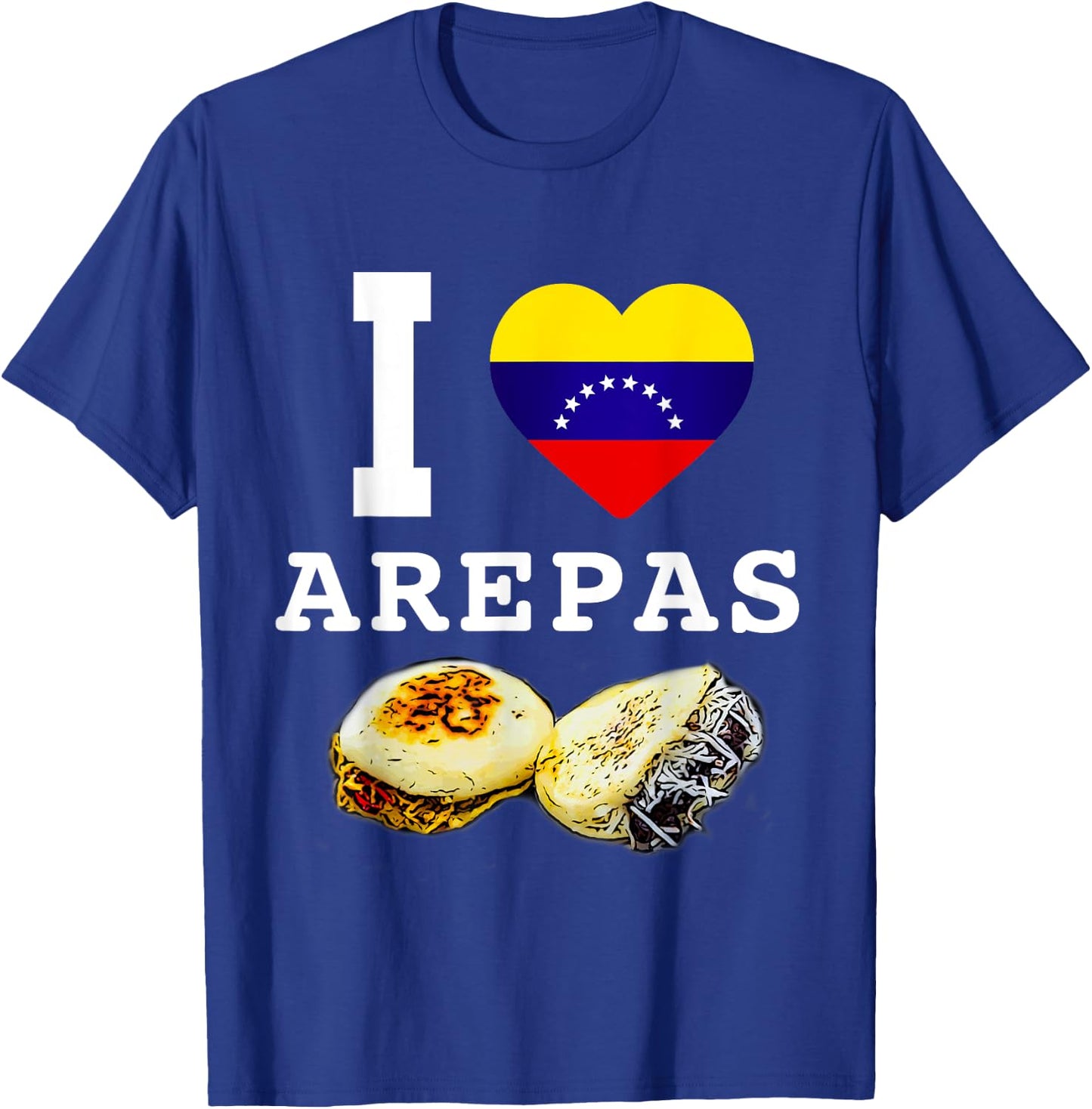 Funny Venezuela Food Flag Comida Venezolana I Love Arepas T-Shirt - T-Shirt | Royal