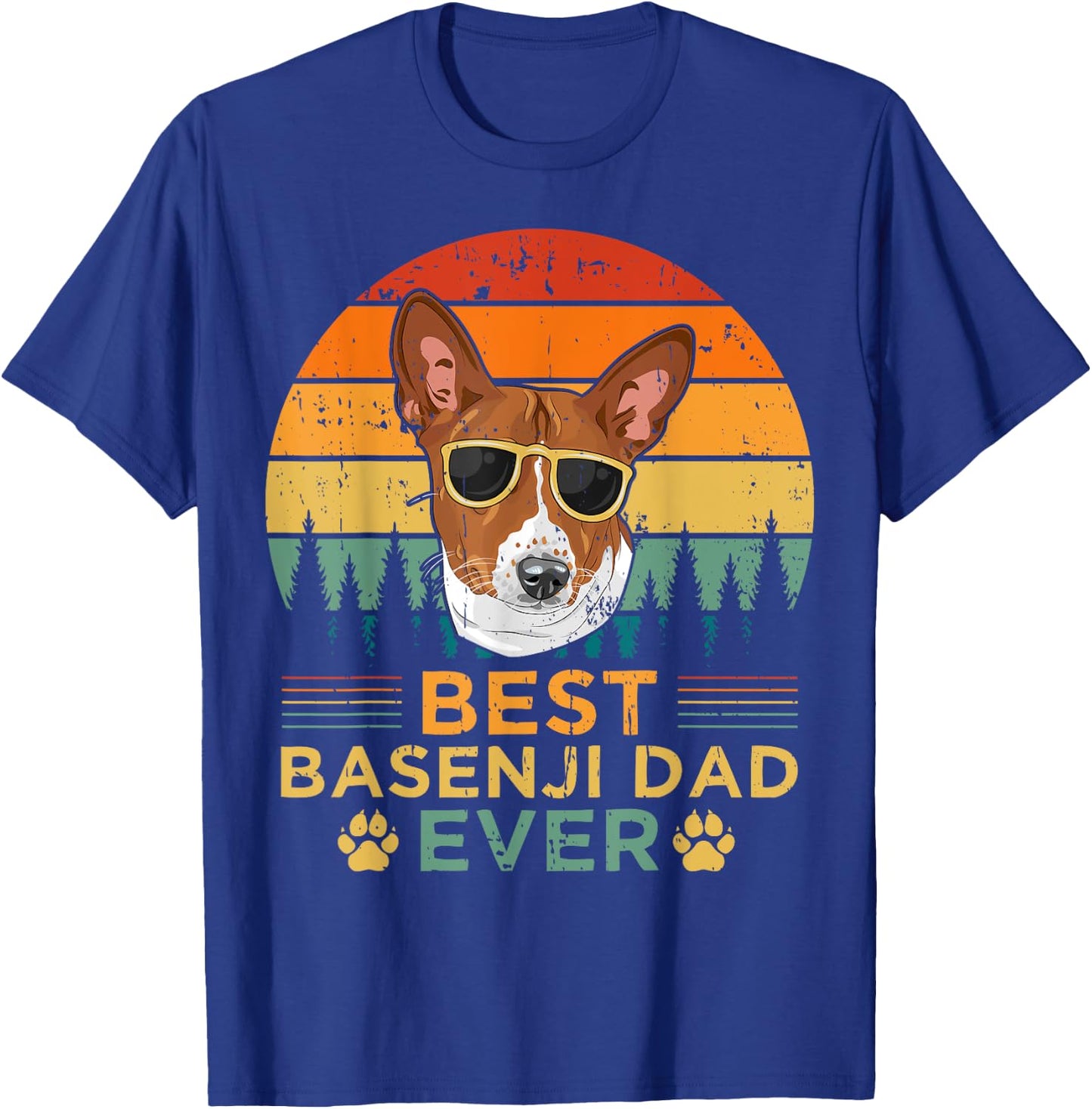 Retro Style Best Basenji Dad Ever Father's Day T-Shirt - T-Shirt | Royal